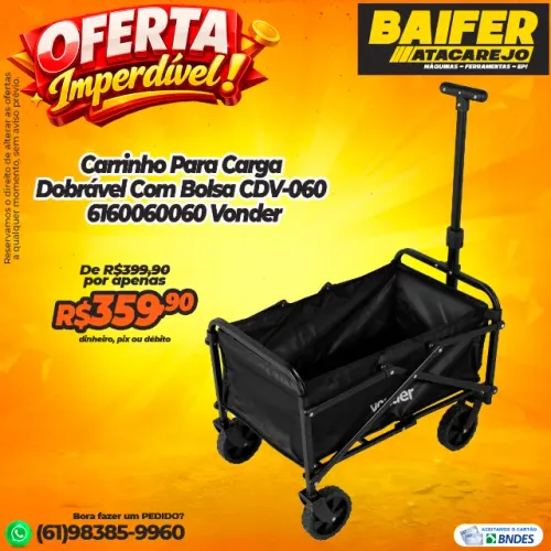 Carrinho Para Carga Dobrável Com Bolsa CDV-060 6160060060 Vonder