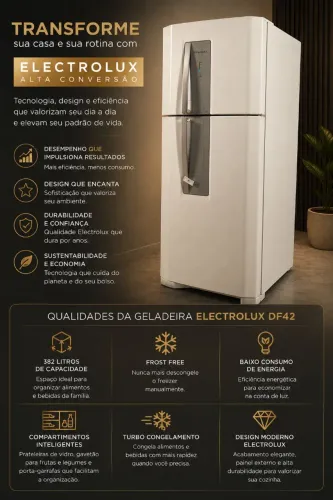 Geladeira Electrolux DF42 Frost Free - 382 Litros - Branca
