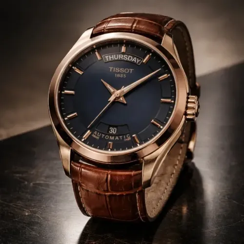 EXCLUSIVIDADE! Relógio Automático Suiço Tissot 1853 Couturier Pulseira de Couro T035407