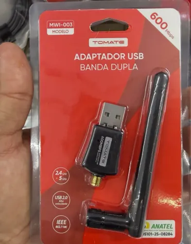 ADAPTADOR WIFI USB BANDA DUPLA 600Mbps MWI-003