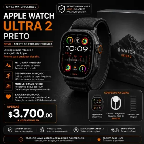 Apple Watch Ultra 2 Geração Preto Novo Nunca Ativado Anatel