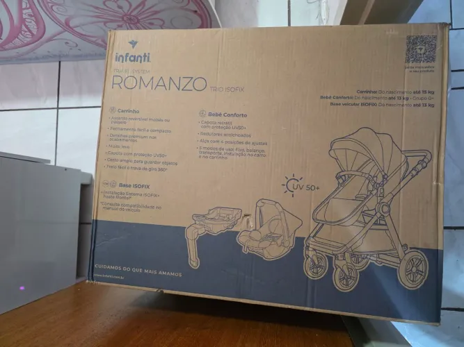Carrinho De Bebê Romanzo Infanti Travel System Trio Isofix Cor Cinza