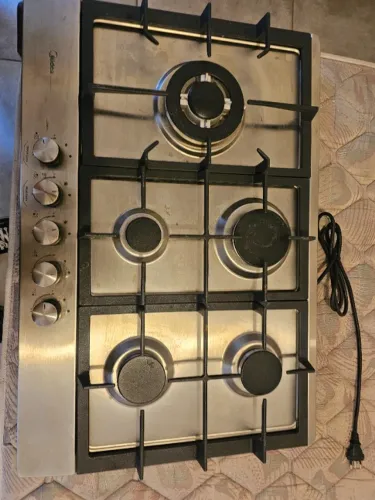 Cooktop CYB5B 5 Bocas a Gás lnox Grade de Ferro Fundido Midea Bivolt
