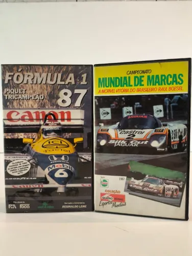 2 Fitas VHS Automobilismo 1987 - F1 Piquet Tricampeão + Mundial de Marcas Raul Boesel 