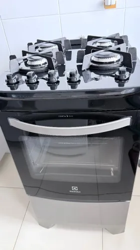 Fogão 4 bocas Electrolux Cinza Efficient Mesa Vidro, Tripla Chama e PerfectCook