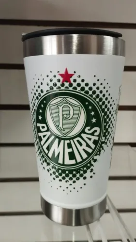 Copo Térmico Palmeiras Inox Com Tampa 473ml | Torcedor Verdão Tricampeão Libertadores | Ma