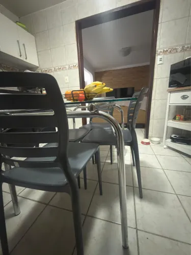 Mesa inox com 4 cadeiras Tramontina