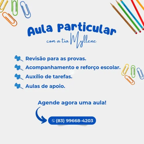 AULA PARTICULAR PARA ALUNOS DO FUNDAMENTAL E ENSINO MÉDIO 