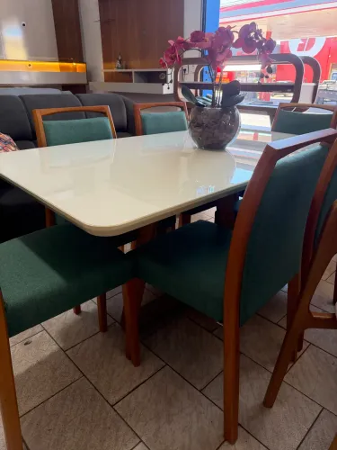 Mesa Madeira Maciça Com Tampo Off White Nova