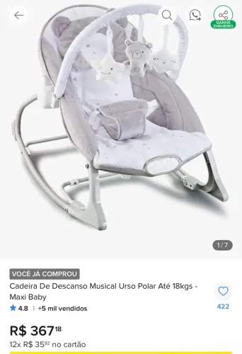 Cadeirinha de descanso de bebê