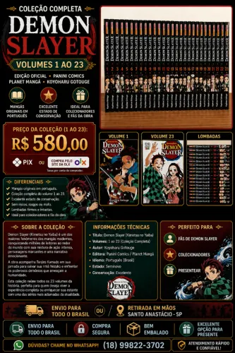 Coleção Completa Demon Slayer (Kimetsu no Yaiba) | Volumes 1 ao 23 | Excelente Estado
