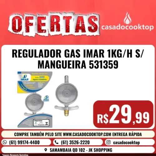 REGULADOR GAS IMAR 1KG/H S/ MANGUEIRA N531359