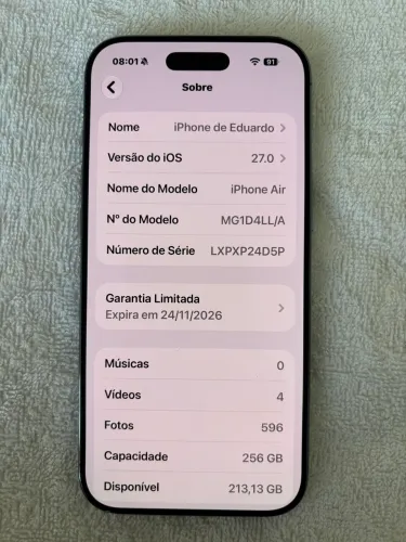 iPhone 17 Air, 256 GB, Garantia Apple