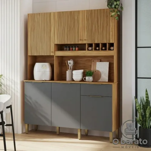 Kit Cozinha 6 Portas 1 Gaveta em MDF Ronipa Moscato