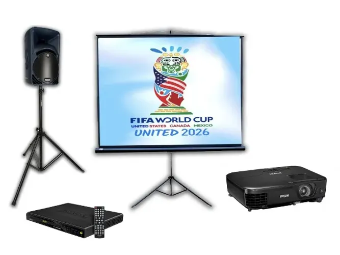 Aluguel de telão, caixa de som, microfone e operador (fazemos vídeo Fotos) Copa do Mundo