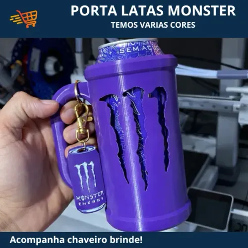 Porta lata monster, suporte energético 473ml + abridor