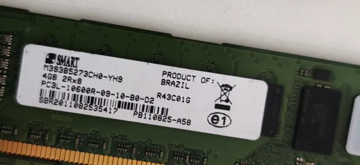 Memória Smart Pc3l 10600r 4gb 2rx8 - M393b5273ch0-yh9 (Usado)