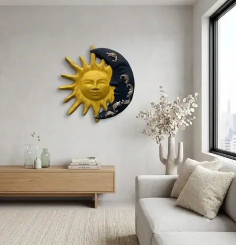 Presente Dia dos Namorados Quadro de parede Escultura Sol e Lua Almas gêmeas Eclipse