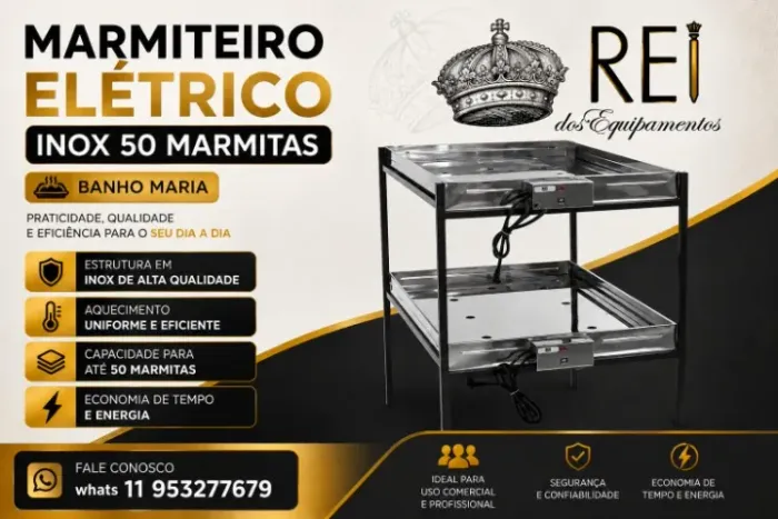 Marmiteiro Elétrico 50 Marmitas Com Pé ( Banho Maria )