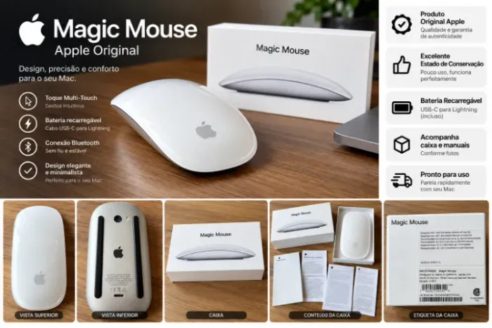 Apple Magic Mouse Original - Branco | Excelente Estado | Com Nota Fiscal | na Caixa
