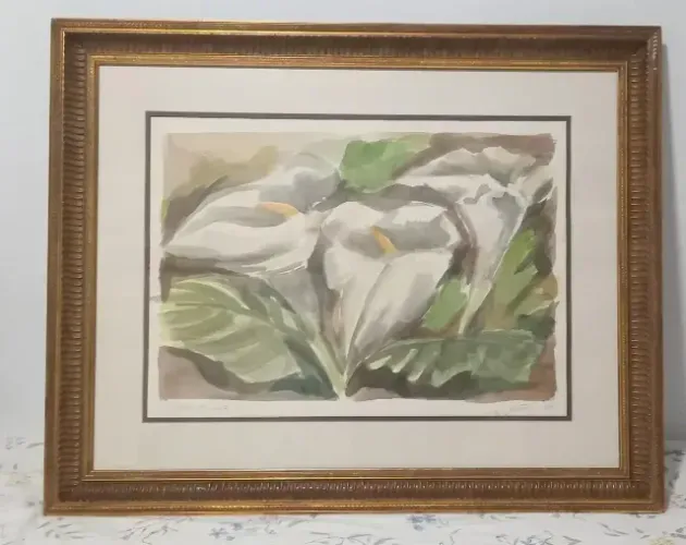 Quadro Aquarela Original Copos De Leite J Gattai 1994