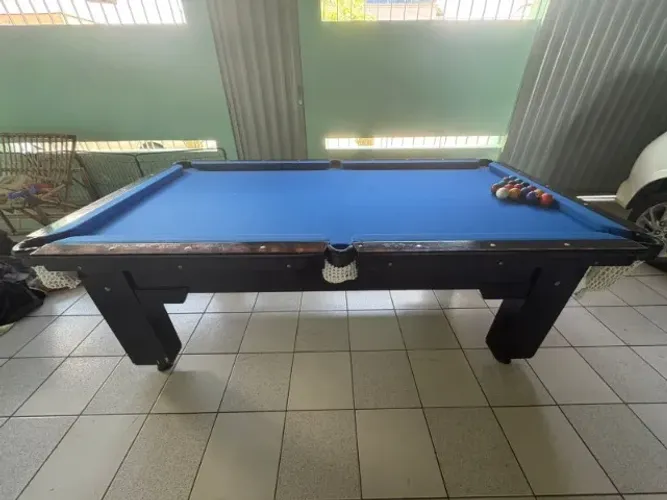 Mesa De Sinuca/ Bilhar - Caçapa 2,20x1,20 Cor Do Tecido Azul