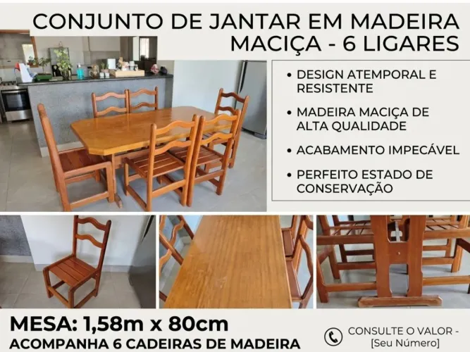 Mesa de madeira 6 Lugares