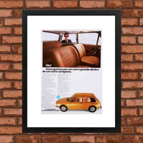 VW Brasília - Quadro decorativo com propaganda original de revista