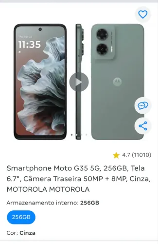 Celular Motorola G35 novo na caixa