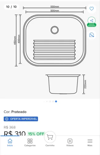 Tanque novo em inox