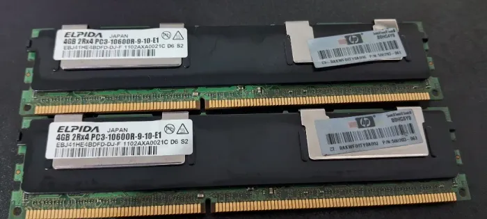 2 x 4GB Memoria Servidor HP DDR3 Elpida 2Rx4 PC3-10600R