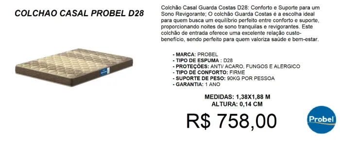 colchão de espuma D28 casal - entrega gratuita!