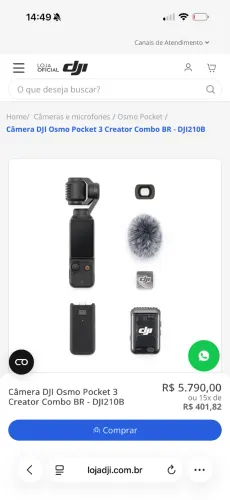 DJI Osmo Pocket 3 Creator Combo Completo + DJI Care Refresh