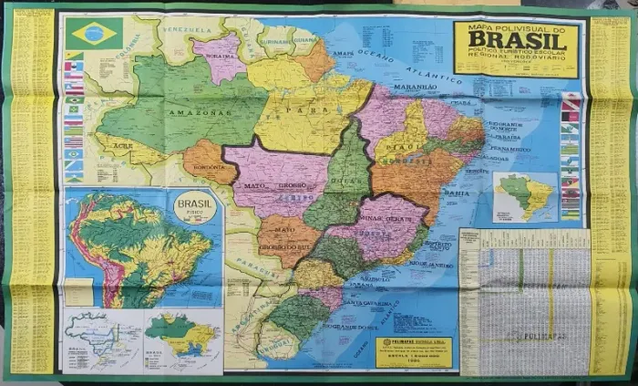 Mapa do Brasil Antigo 1986 - Polimapas (80x110cm) - Relíquia