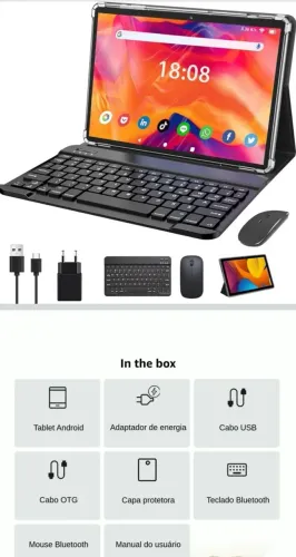 Tablet 10.1" 128GB 6GB RAM - NOVO LACRADO - Kit Completo (Teclado/Mouse)