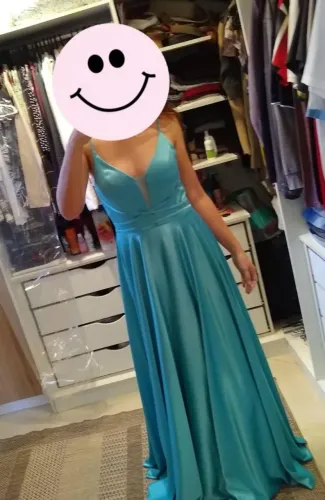 Vestido de festa madrinha PP turquesa