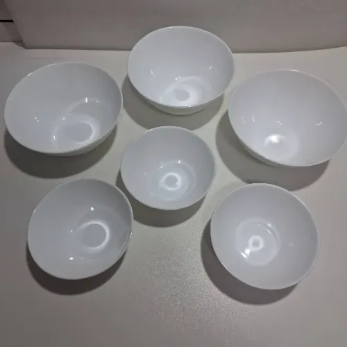 Bowl Tigela Cumbuca 6 peças Opaline Blanc Vidro temperado Branco Nadir Duralex Marinex
