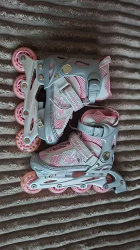 Patins Inline Cougar Ajustável Rosa e Cinza - Tam S (29 ao 32 BR) - NOVO NA CAIXA