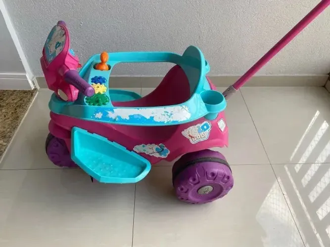 Velotrol Infantil Bandeirante Rosa e Azul com Empurrador