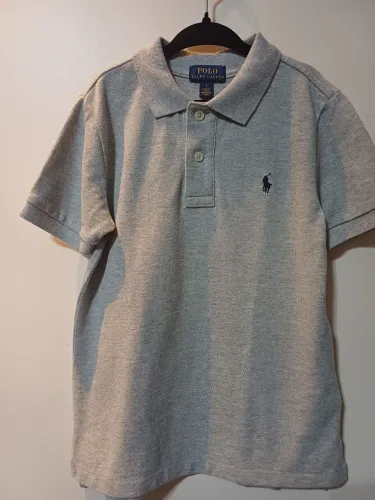 Camisa infantil Polo Ralph Lauren semi-nova cinza claro.