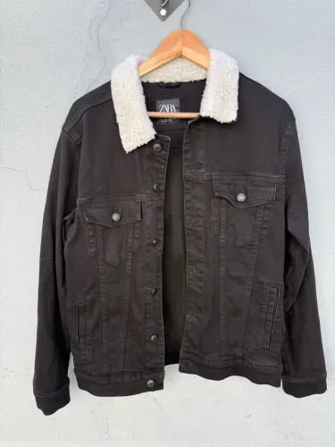 Jaqueta Masculina Zara Denim Black Sherpa - Tamanho [Inserir]