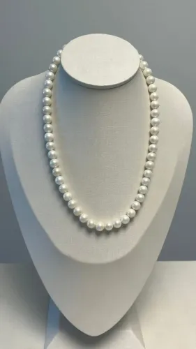 Colar Choker Pérolas Shell Bola fosca 8mm 