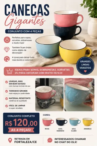Canecas gigantes- conjunto com 4 peças