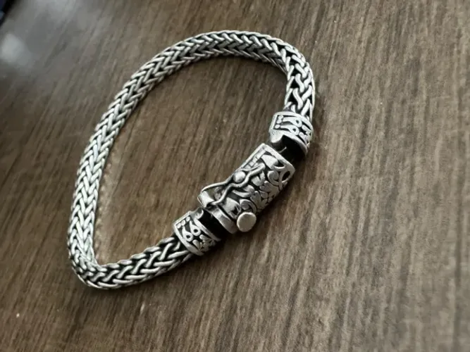 Pulseira Bali Prata 925 43g Trançada Fecho Gaveta