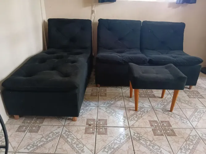 Sofa modulado 1,20 comprimento com diva de 1,5 preto