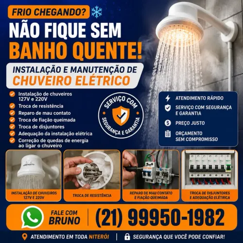 CHUVEIRO ELÉTRICO COM PROBLEMA? RESOLVEMOS RAPIDAMENTE!