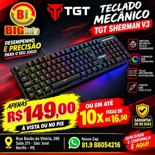 Teclado Mecanico TGT Sherman V3 - Em ate 10x Fixas 