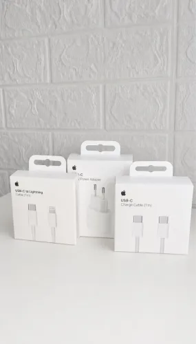 Carregador original Apple cabo+fonte tipo C e Lighting