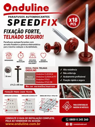 Parafusos Autobrocantes Speedfix Onduline 42x68mm kit com 18un