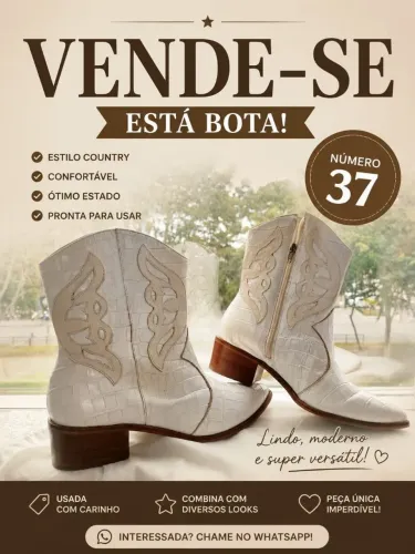 Bota off white tabita- usada uma única vez 